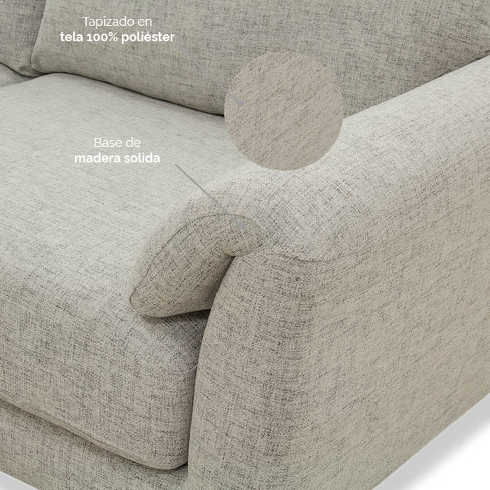 Sofa Tela Gris Claro Dako | Sofá | salas